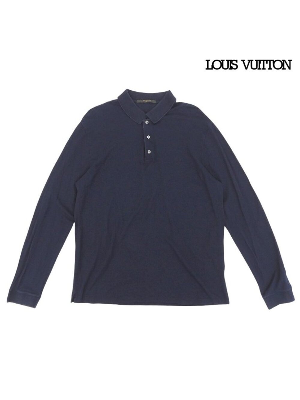 Louis Vuitton LV Circle Logo Cotton Long Sleeve Polo Shirt XXL Navy